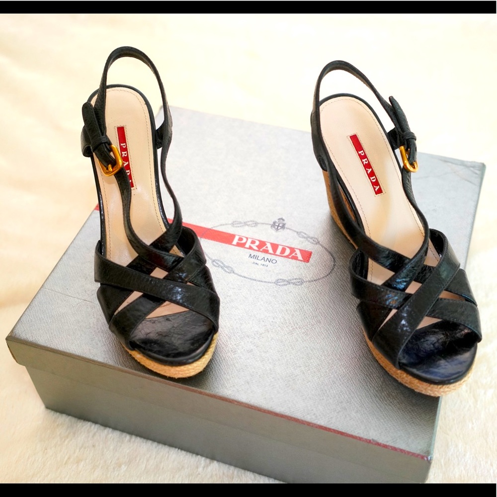 Prada wedge sandals, size 39 IT